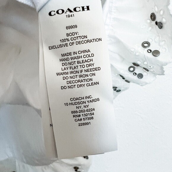 NWT Coach 1941 Ruffle Prairie Mini Dress Size 0 White - Picture 9 of 10